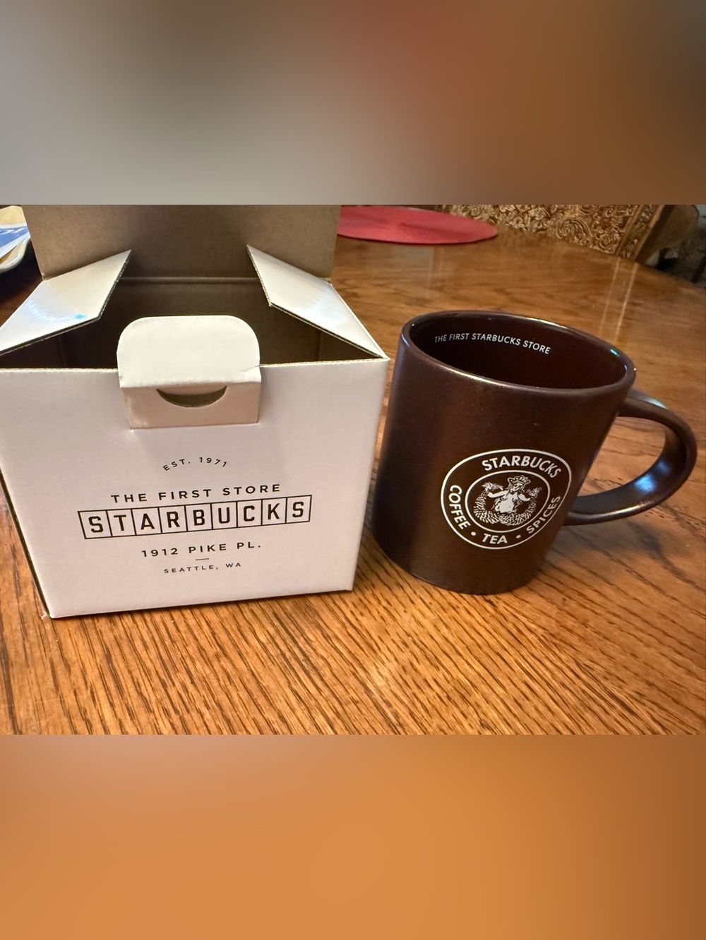 Starbucks Dark Brown Pike Place First Store Exclusive Mug - NIB!